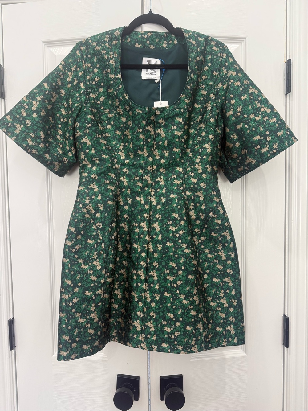 Rosie Assoulin Green Floral Mini Dress - Picture 1 of 3